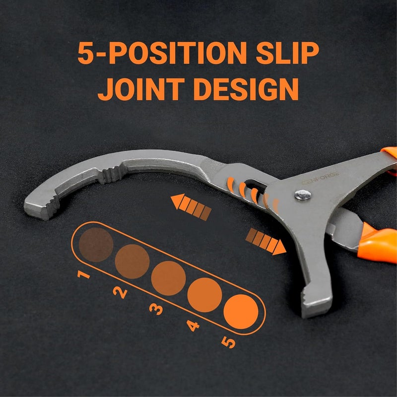 CENFORGE Oil Filter Wrench Set, 9" & 12" Adjustable Filter Pliers with Non-Slip Grip for Cars, Trucks, Motorcycles & Heavy Equipment (2-Piece Heavy Duty Set) - Image 3